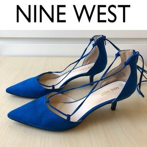 Nine West Suede Lace Up D'Orsay Pumps Cobalt Blue